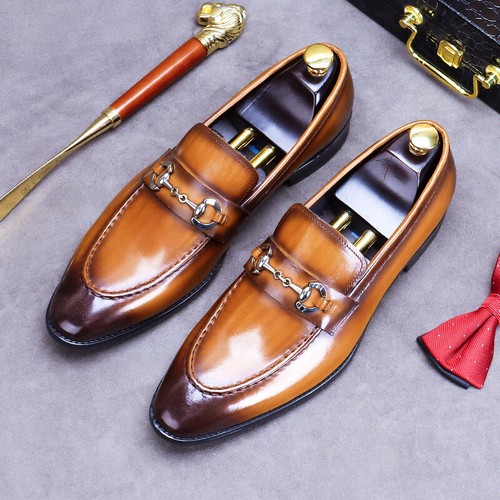 British Style Slip On Loafers Casual Business Formal Dress Shoes Real Leather sz - Picture 7 of 21