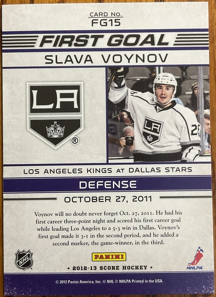 2012-13 Score First Goal Slava Voynov #FG15 Los Angeles Kings - Image 2 of 2