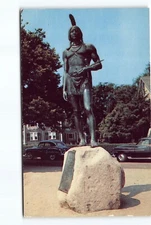 Statue Of Massasoit Protector Of Pilgrims Plymouth MA Chrome Postcard Unposted
