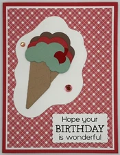 Stampin’ Up! Red Gingham Ice Cream Cone Birthday Variety Card Kit, Set of 5