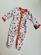 Halloween Long Sleeve Bodysuit With Feet Pumpkins Bats Web Size 6-9 Months NWT