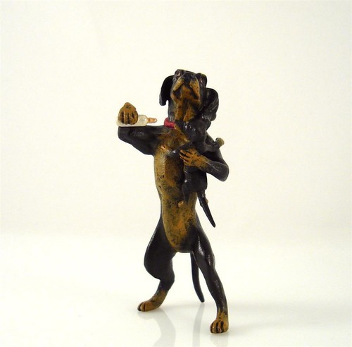Franz Bergmann Vienna Austria DACHSHUND Mother with Puppy and Milk Bottle Dog - 第 3/6 張圖片