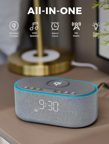 Odokee Wireless Charging Alarm Clock Radio: Qi Certified Fast Wireless Charger - 第 3/7 張圖片
