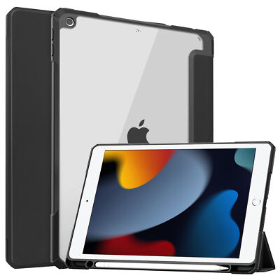 For iPad 7th 8th 9th Generation 10.2 inch Smart Flip Stand Case Clear Back Cover