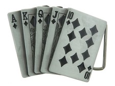 Black Diamonds Royal Straight Flush Casino Gambling Poker Metal Belt Buckle