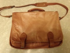 Vintage Genuine Leather Shoulder Bag/Satchel Handcrafted/Tan