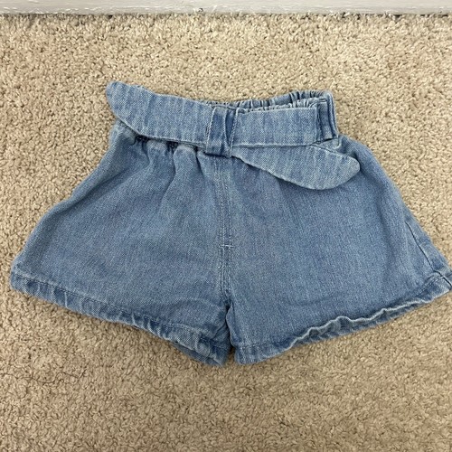 Denim Bay Girls 4 Shorts Light Wash Blue Jean Denim Belted Cotton Wide Leg