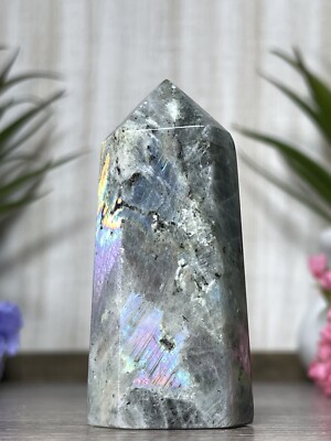 PURPLE LABRADORITE TOWER - Blue Silver Ghost Mineral Point Chakra Witch Crystal