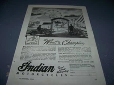 1944 INDIAN MOTORCYCLES "WHAT A CHAMPION"..ORIGINAL SALES AD...(173W)