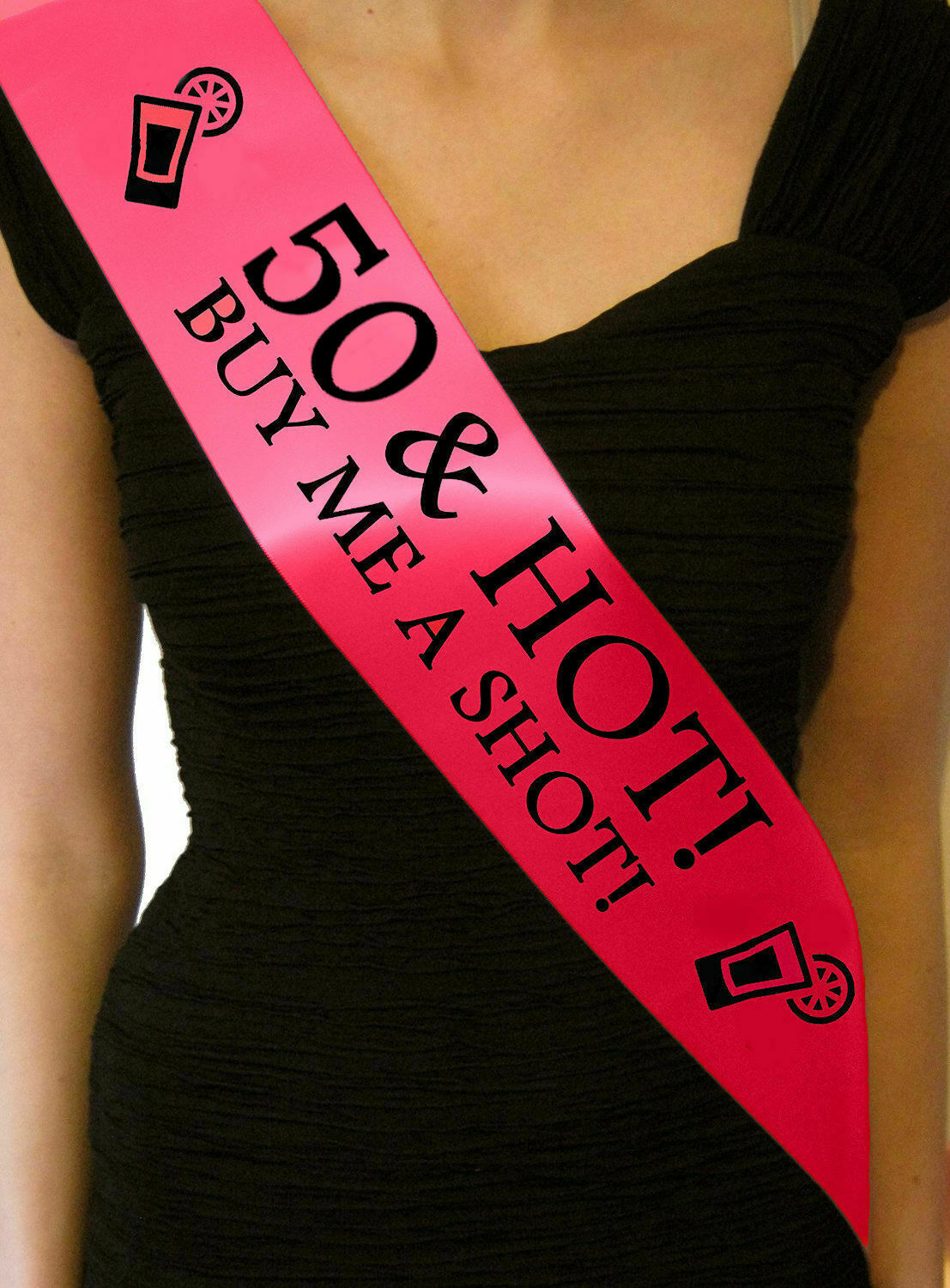 Hot Pink 50 & Hot Buy Me A Shot Birthday Sash 50th Party Sashes Novelty Gift
