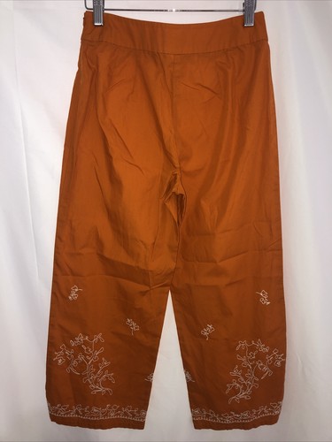 Ann Taylor Loft women's orange pants size 2 embroidered hem, cropped - Picture 4 of 4