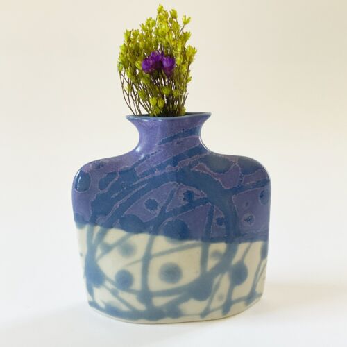 Porcelain Slab Vase Purple Blue White Earth and Sky Pottery North Carolina NC - Afbeelding 1 van 6