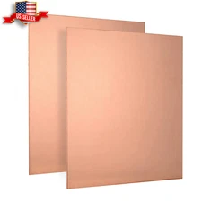 2Pcs Pure Copper Sheet Plate 6" X 6" X 20 Gauge, 99.9% Cu Metal for Industry Sup