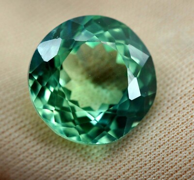 GIE 23.50 CT Natural Flawless Ceylon Green Parti Sapphire Round Loose Gemstone