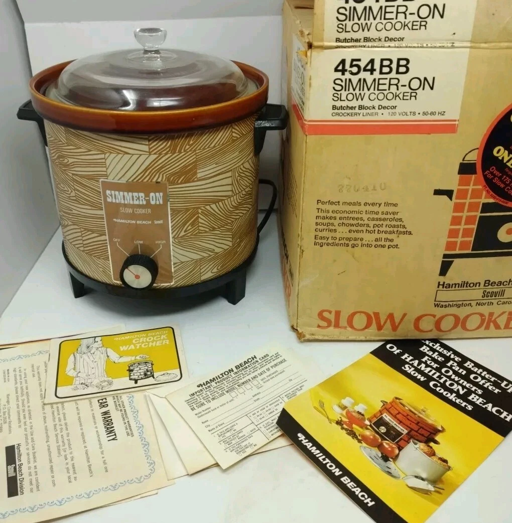 Hamilton Beach Scovill Simmer On Slow Cooker 454 Butcher Block Design Recip Box