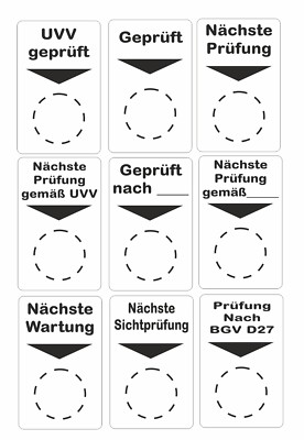 Einjahresprüfetiketten, Geprüft nach BGV D29, Nächster Prüftermin, DGU
