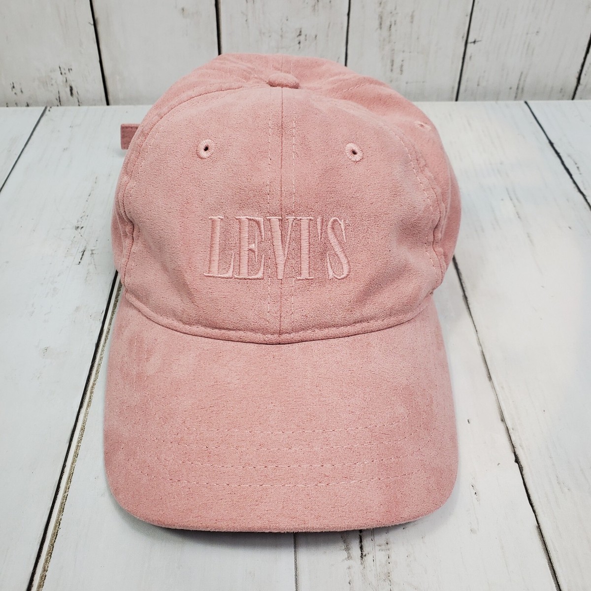 Levis Suede Tonal Serif Logo Cap Hat Womens Pink Adjustable Strap