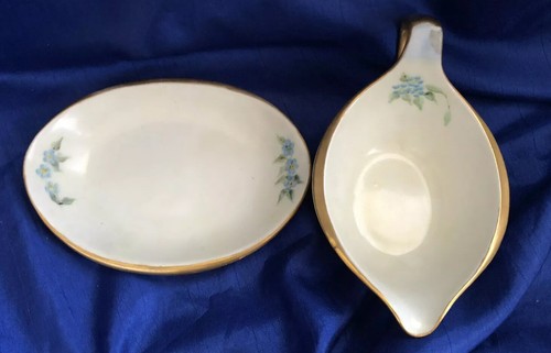 RS Silesia Tillowitz Condiment Gravy Bowl Underplate Handpainted Signed C1910-45 - Picture 3 of 12