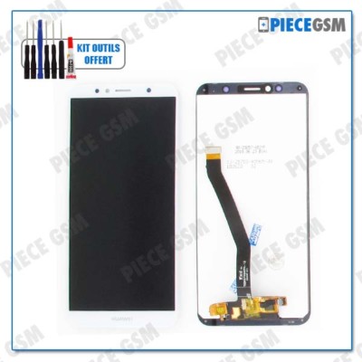 Écran LCD + Vitre Tactile Complet Pour Huawei Y6 2018 - Blanc, Avec Outils Et Colle B7000