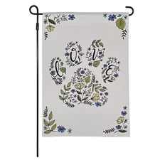 NEW Sonoma Floral Pawprint Love Decorative Garden Flag 12.5 x 18 in. white