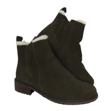 Emu Australia Pioneer Womens Pre-owned Dark Green Suede, Lined Boots - sz. 9M