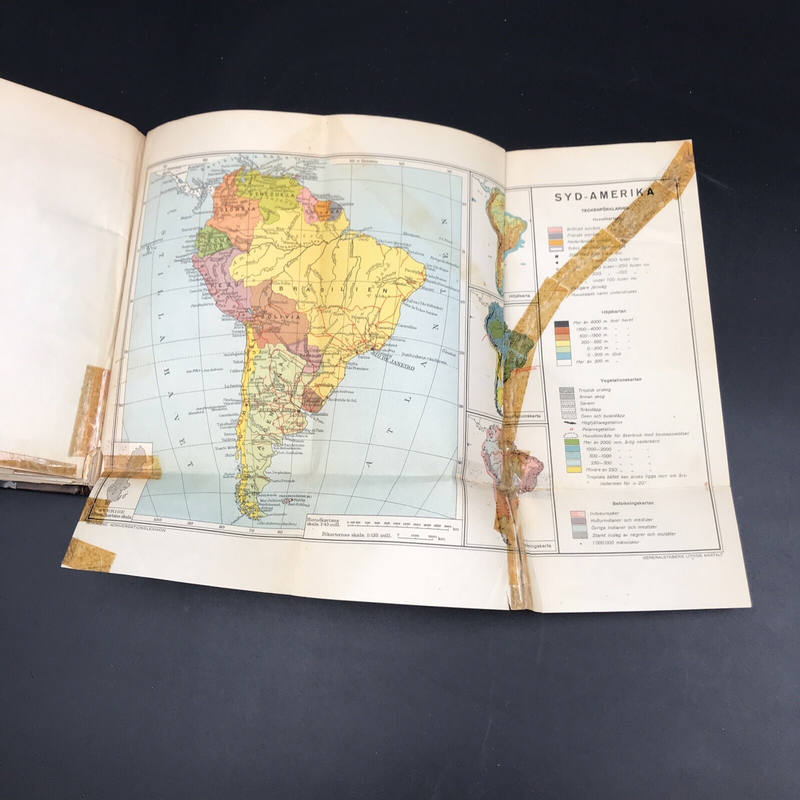 Vintage c1920s Bonniers 11 Maps Swedish Conversational Dictionary Book 5" x 7.5"