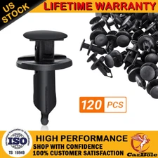 120PCs 8mm Car Auto Fender Hole Dia Plastic Rivet Fastener Push Clips Clip Black