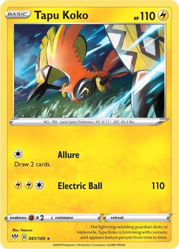 Tapu Koko 61/189 Rare Holo | Darkness Ablaze | Pokemon Card | eBay