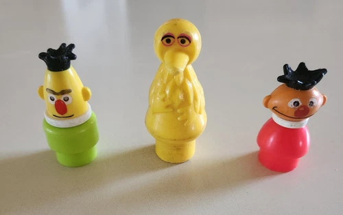 Vintage Fisher Price Little People Sesame Street Set- Bert Ernie Big Bird Toys
