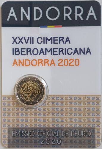 ANDORRA: 2 Euro 2020 "IBEROAMERICANA", fresco/unc., originale" COINCARD, 02.05 - Foto 1 di 2