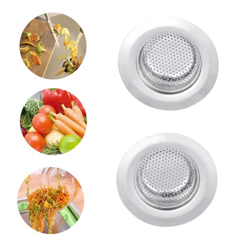 2PCS Kitchen Sink Strainer - Stainless Steel, Large Wide Rim 4.5" Diameter