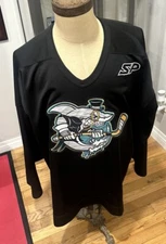 SP Sportswear Cleveland Barons AHL Black Pro Hockey Jersey W/Fight Strap Men 56