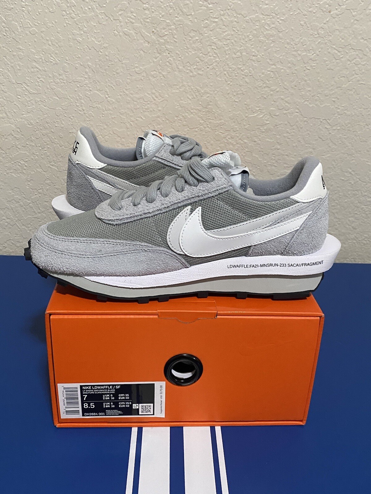 SACAI X NIKE Taglia 7 Nike LDV Waffle x design frammenti x grigio Sacai