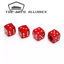 4PCSRed Metal Dice Wheel Valve Stem Tire Cap Trims For Car Bike Truck Dust Cover