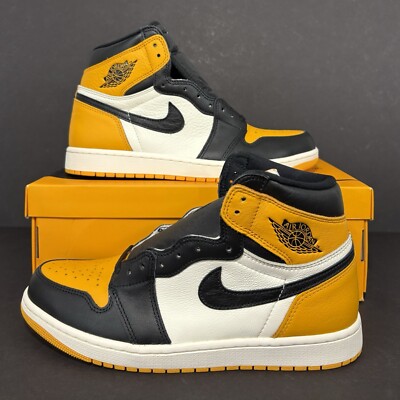 Nike Air Jordan Retro 1 High OG Yellow Toe Taxi Sail 555088-711 Men's Size 10.5