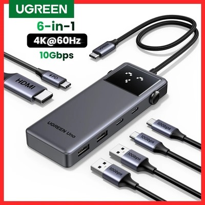 UGREEN Uno USB C HUB 6-in-1 4K60Hz PD100W 10Gbps USB3.2 For Laptop Macbook Pro