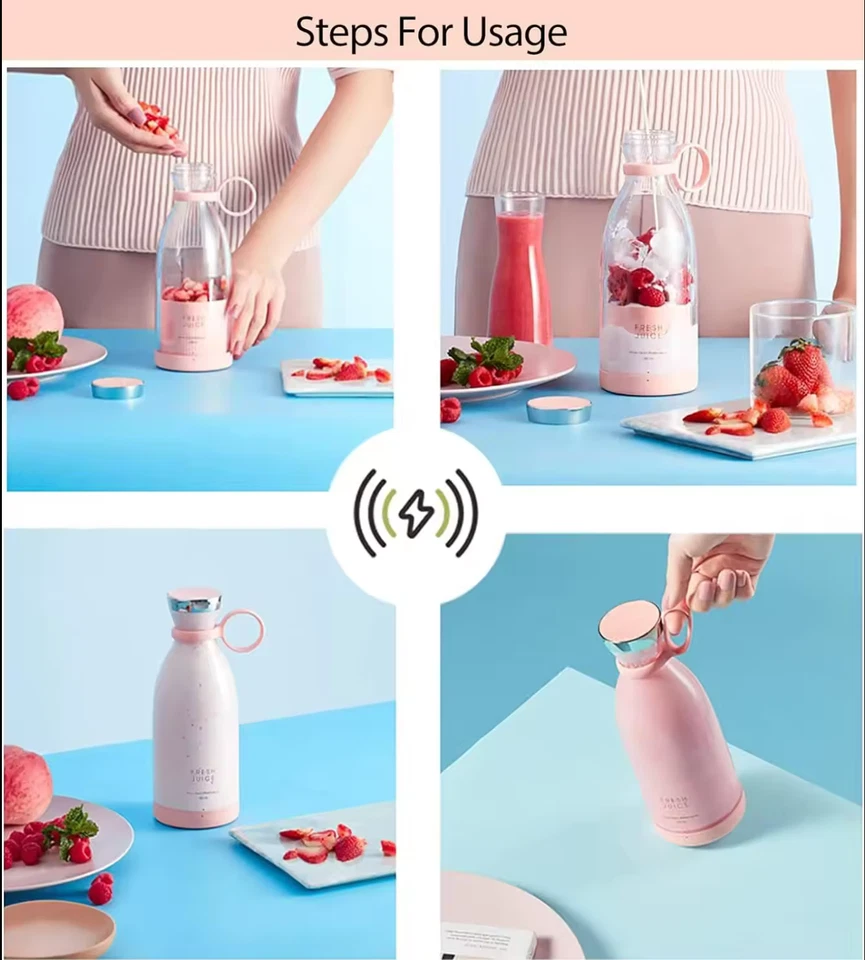 Mini frullatore portatile da viaggio succo di frutta coppa mixer frullati - Immagine 3 di 4