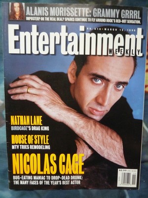 NICOLAS CAGE. Entertainment Weekly Magazine. March 1996. 