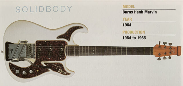 1964 Burns Hank Marvin Solid Body Guitar Fridge Magnet 5.25"x2.75" NEW