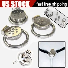 Man Flat Chastity Cage Metal Super Small Cage Stretcher/Metal Tube Anti-off Ring