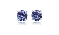 925 Sterling Silver 2.00ct Tanzanite Round 6mm Stud Earrings Women