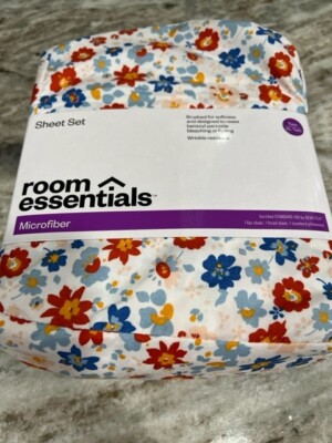 Room Essentials Microfiber Twin XL Floral Sheet Set NEW