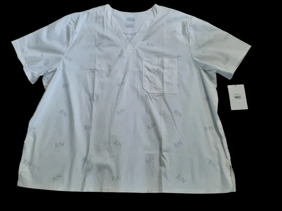 Exfoliante Cherokee 3XL Para Hombre Blanco Con Estampado Gris "RN"/Bolsillo Frontal/Cuello en V Nuevo con Etiquetas Foto 3 de 4