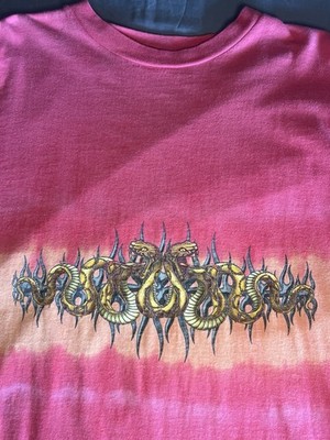 Extreme Limit Men's Short Sleeve T Shirt Snakes Red/Orange Tie Dye Vintage Y2K