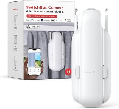 SwitchBot Curtain 3 Smart Curtain Automatic Opener Bluetooth Remote U Rail Alexa