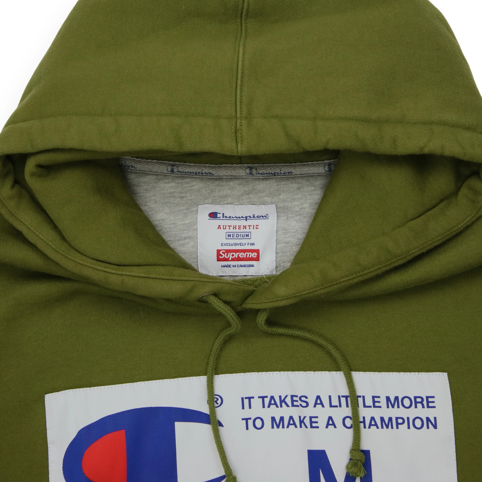Supreme x Champion Label Hoodie Size Medium Green image 4