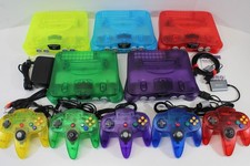 Nintendo 64 Clear Console Controller AC AV/HDMI Bundle N64 Plays US Japan Game