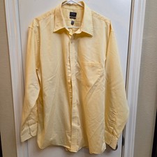 Arrow Men Classic Fit Long Sleeve Yellow Wrinkle Free Dress Shirt 17 17.5 34 35