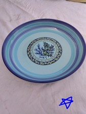 Tre Ci Hand Painted Ceramic Bowl,  Blue Floral Art Pottery Italy