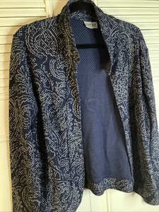 Women’s Chico Travelers Knit Blazer Jacket Navy Silver Design Size 3